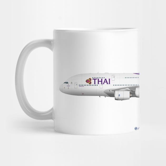 Illustration of Thai Airways Airbus A380 by SteveHClark